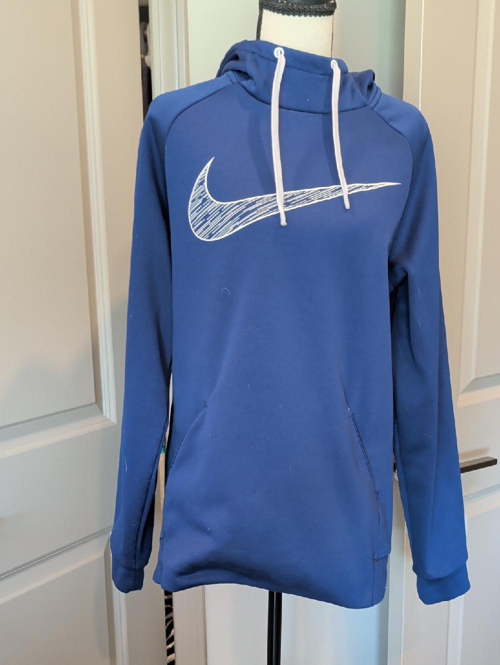 Nike Blue Crewneck Pullover Hoodie with White Swoosh